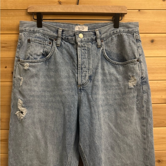 Nuuds Size 30/10 Cotton Distressed Stesight Ranger Hidden Button Fly Denim Jeans - Picture 6 of 13
